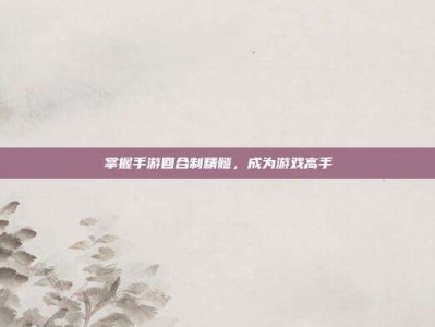 掌握手游回合制精髓，成为游戏高手
