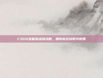 CSGO宝箱激活码攻略，如何高效获取并使用