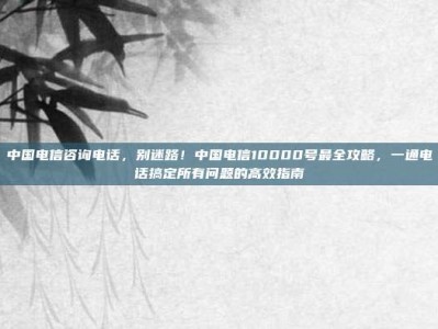 中国电信咨询电话，别迷路！中国电信10000号最全攻略，一通电话搞定所有问题的高效指南
