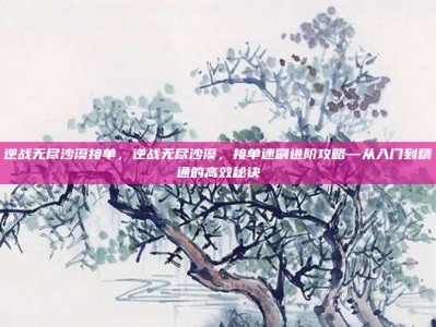 逆战无尽沙漠接单，逆战无尽沙漠，接单速刷进阶攻略—从入门到精通的高效秘诀