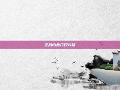 逆战铂金几段攻略