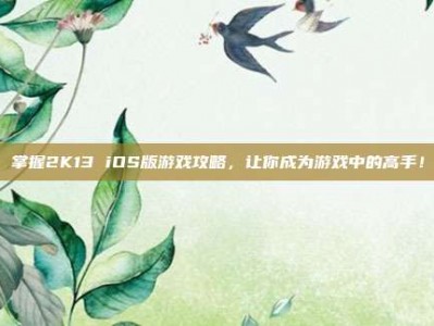 掌握2K13 iOS版游戏攻略，让你成为游戏中的高手！