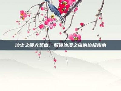 沙尘之锁大奖章，解锁沙漠之旅的终极指南