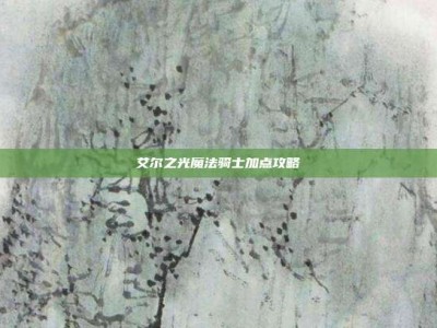 艾尔之光魔法骑士加点攻略