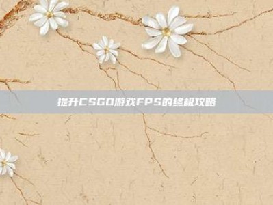 提升CSGO游戏FPS的终极攻略