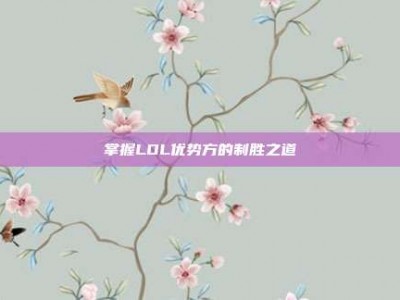 掌握LOL优势方的制胜之道