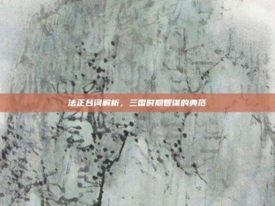 法正台词解析，三国时期智谋的典范