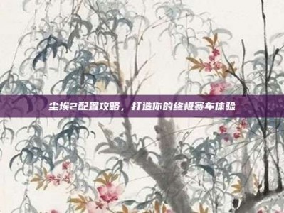 尘埃2配置攻略，打造你的终极赛车体验