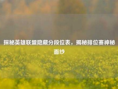 探秘英雄联盟隐藏分段位表，揭秘排位赛神秘面纱