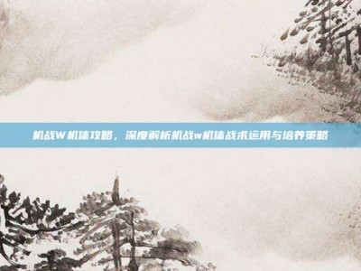 机战W机体攻略，深度解析机战w机体战术运用与培养策略