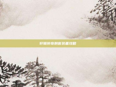 轩辕传奇刺客装备攻略