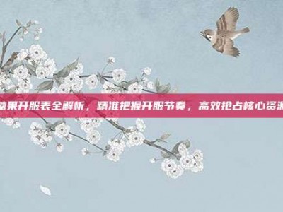 糖果开服表全解析，精准把握开服节奏，高效抢占核心资源