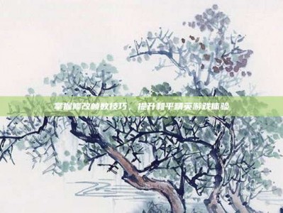 掌握修改帧数技巧，提升和平精英游戏体验