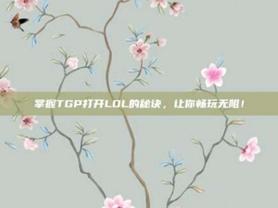 掌握TGP打开LOL的秘诀，让你畅玩无阻！