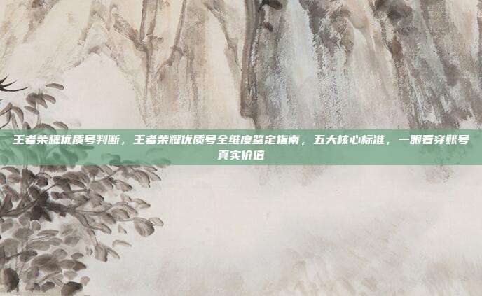王者荣耀优质号判断，王者荣耀优质号全维度鉴定指南，五大核心标准，一眼看穿账号真实价值