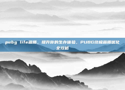 pubg life画质,提升你的生存体验,PUBG终极画质优化全攻略