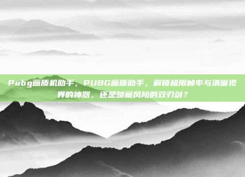 Pubg画质机助手,PUBG画质助手,解锁极限帧率与清晰视界的神器,还是暗藏风险的双刃剑?