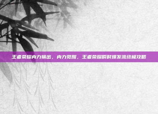 王者荣耀内力输出，内力觉醒，王者荣耀瞬时爆发流终极攻略