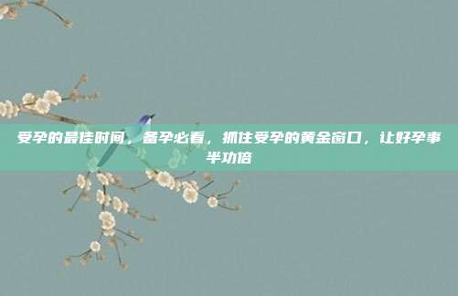 受孕的最佳时间,备孕必看,抓住受孕的黄金窗口,让好孕事半功倍
