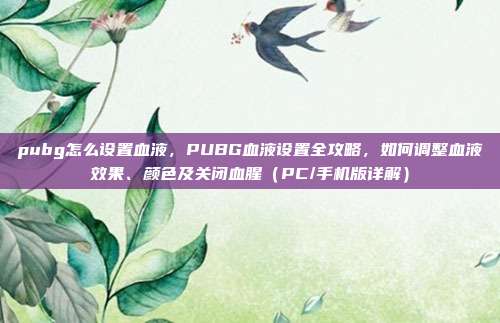 pubg怎么设置血液,PUBG血液设置全攻略,如何调整血液效果、颜色及关闭血腥(PC/手机版详解)