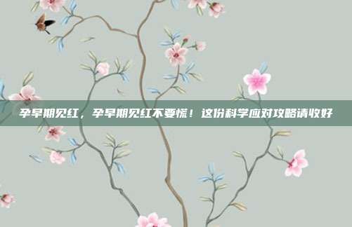 孕早期见红,孕早期见红不要慌!这份科学应对攻略请收好
