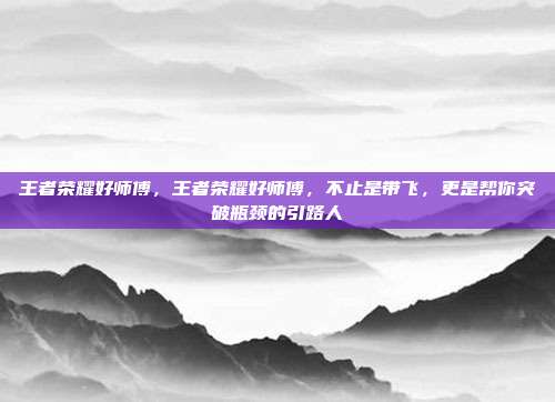 王者荣耀好师傅,王者荣耀好师傅,不止是带飞,更是帮你突破瓶颈的引路人