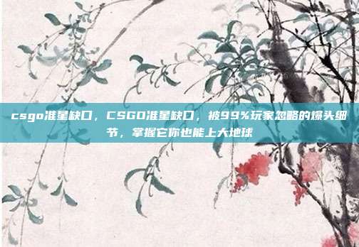 csgo准星缺口，CSGO准星缺口，被99%玩家忽略的爆头细节，掌握它你也能上大地球