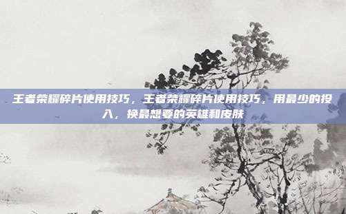 王者荣耀碎片使用技巧，王者荣耀碎片使用技巧，用最少的投入，换最想要的英雄和皮肤