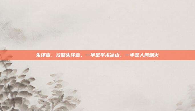 朱泽章,攻略朱泽章,一半是学术冰山,一半是人间烟火