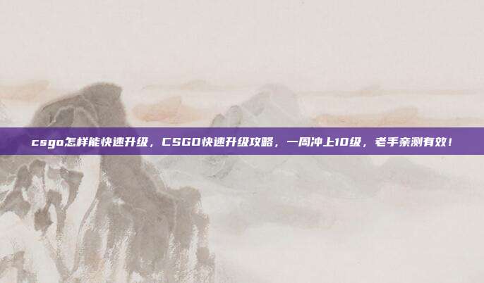 csgo怎样能快速升级,CSGO快速升级攻略,一周冲上10级,老手亲测有效!