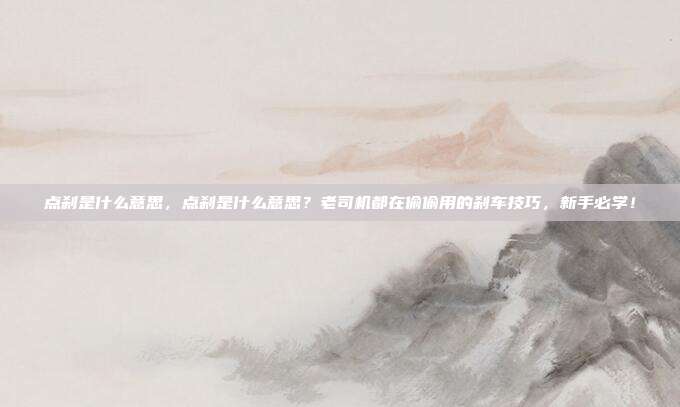 点刹是什么意思,点刹是什么意思?老司机都在偷偷用的刹车技巧,新手必学!
