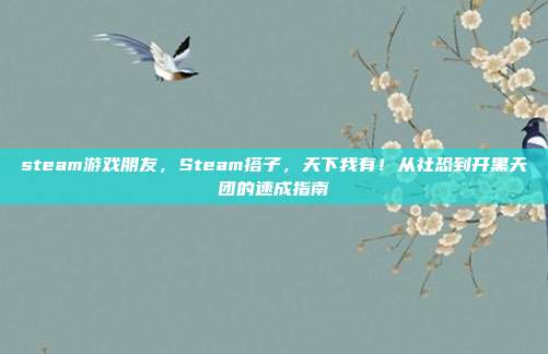 steam游戏朋友,Steam搭子,天下我有!从社恐到开黑天团的速成指南