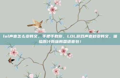 lol声音怎么变韩文,手把手教你,LOL游戏声音秒变韩文,体验原汁原味韩国语音包!