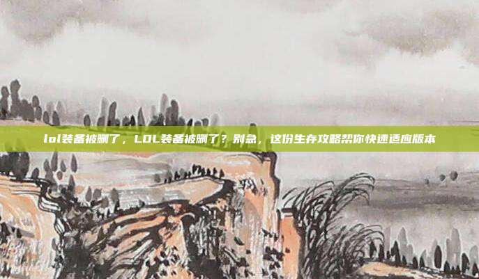 lol装备被删了,LOL装备被删了?别急,这份生存攻略帮你快速适应版本