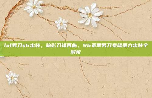 lol男刀s6出装,暗影刀锋再临,S6赛季男刀泰隆暴力出装全解析
