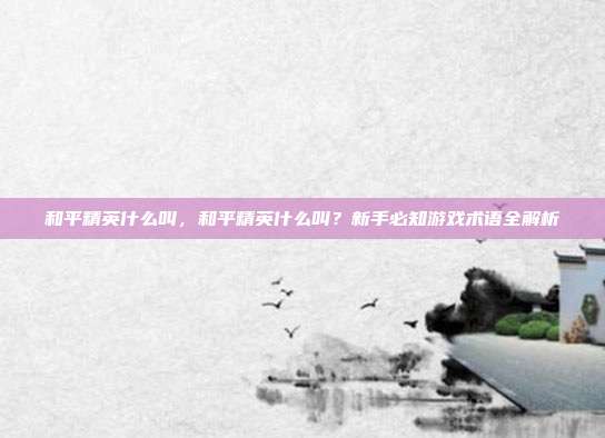 和平精英什么叫,和平精英什么叫?新手必知游戏术语全解析