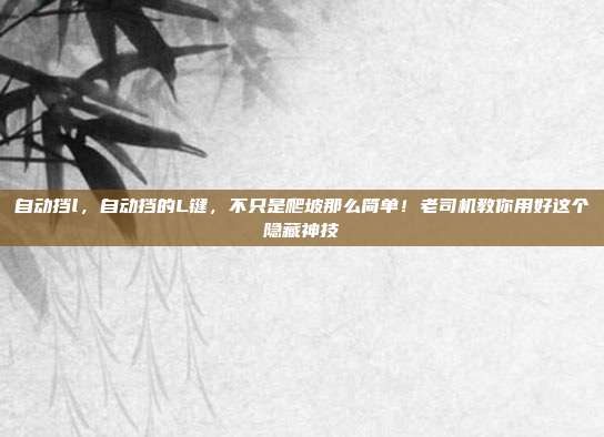 自动挡l,自动挡的L键,不只是爬坡那么简单!老司机教你用好这个隐藏神技
