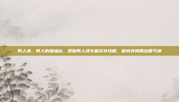 男人汤,男人的加油站,四碗男人汤冬藏滋补攻略,暖身补肾喝出精气神