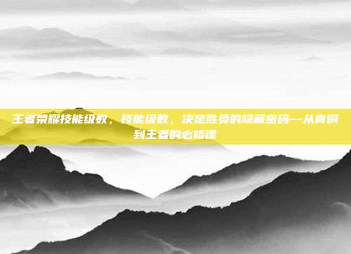 王者荣耀技能级数,技能级数,决定胜负的隐藏密码—从青铜到王者的必修课