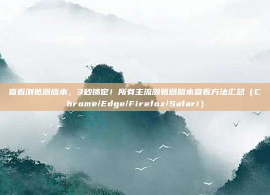 查看浏览器版本,3秒搞定!所有主流浏览器版本查看方法汇总(Chrome/Edge/Firefox/Safari)
