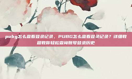 pubg怎么查看登录记录，PUBG怎么查看登录记录？详细教程教你轻松查询账号登录历史