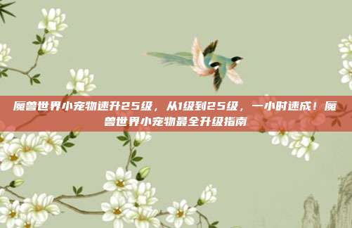 魔兽世界小宠物速升25级,从1级到25级,一小时速成!魔兽世界小宠物最全升级指南