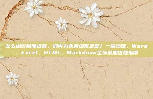 怎么给表格加边框，别再为表格边框发愁！一篇搞定，Word、Excel、HTML、Markdown全场景加边框指南