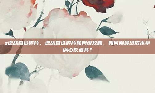 z逆战自选碎片，逆战自选碎片保姆级攻略，如何用最少成本拿满心仪道具？