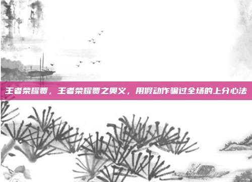 王者荣耀贾，王者荣耀贾之奥义，用假动作骗过全场的上分心法