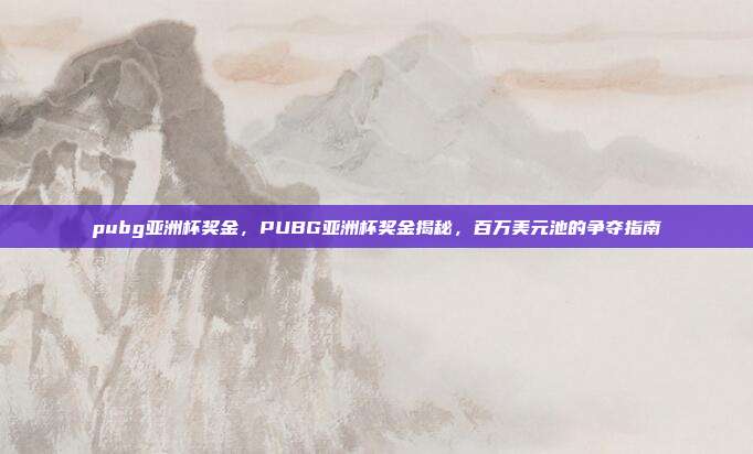 pubg亚洲杯奖金,PUBG亚洲杯奖金揭秘,百万美元池的争夺指南