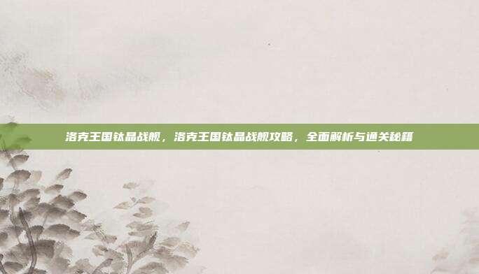 洛克王国钛晶战舰,洛克王国钛晶战舰攻略,全面解析与通关秘籍