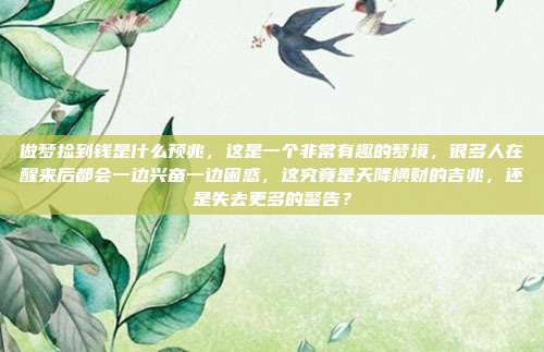 做梦捡到钱是什么预兆，这是一个非常有趣的梦境，很多人在醒来后都会一边兴奋一边困惑，这究竟是天降横财的吉兆，还是失去更多的警告？