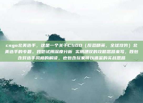 csgo北美选手，这是一个关于CSGO（反恐精英，全球攻势）北美选手的专题。我尝试用深度分析 实用建议的攻略思路来写，既包含对选手风格的解读，也包含玩家可以借鉴的实战思路
