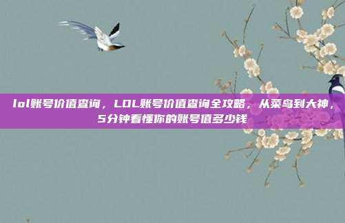 lol账号价值查询，LOL账号价值查询全攻略，从菜鸟到大神，5分钟看懂你的账号值多少钱